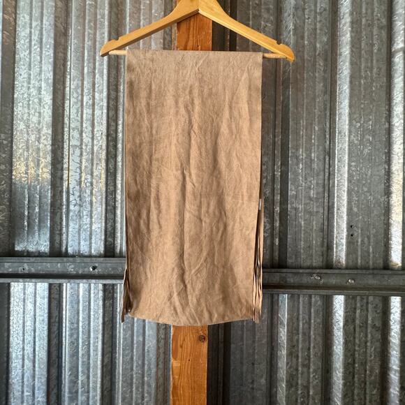 Urban Outfitters 7.5 Foot Tan Suede Coastal Cowgirl Wrap w Fringe on Either End - Picture 6 of 16